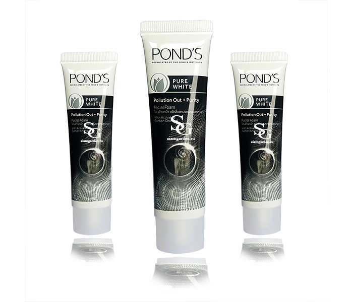 Натуральная пенка для умывания из Тайланда Пондс от черных точек POND'S Pure White Pollution Out + Purity купить в Москве и Московской области. ponds-black