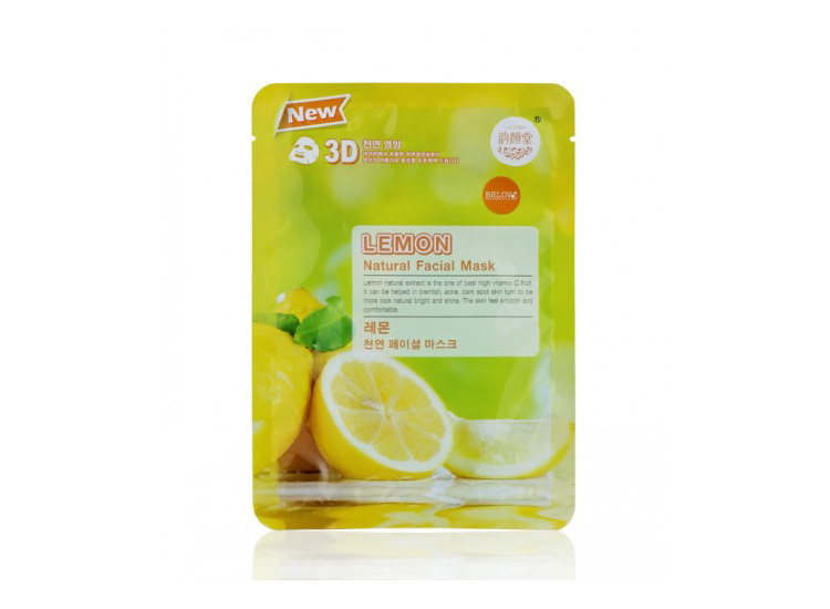 Натуральная тканевая маска для лица с лимоном 3D Belov Lemon Natural Facial Mask 38 мл. Таиланд
