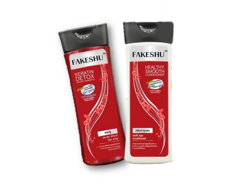 Натуральный детокс набор с кератином FAKESHU кератиновый шампунь 220 мл. + кератиновый кондиционер 220 мл. + жидкий кератин 120 мл. Таиланд