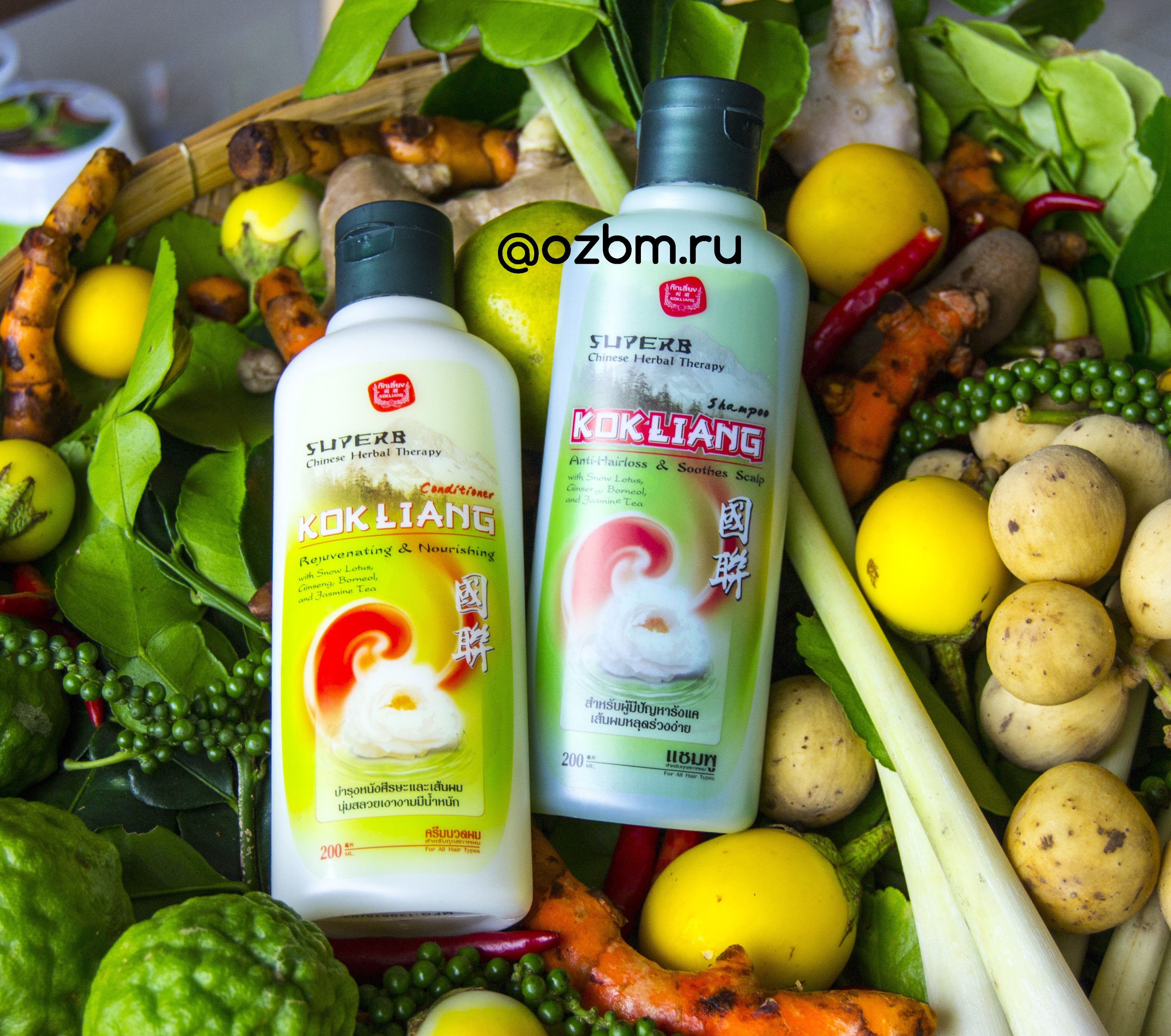 Натуральный травяной шампунь и кондиционер против выпадения волос Kokliang 200 мл. Таиланд