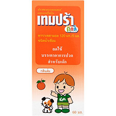 Тайский детский жаропонижающий сироп парацетамол (Апельсин) Tempra Kids Paracetamol 120 mg. 5 ml. Syrup orange 60 мл.